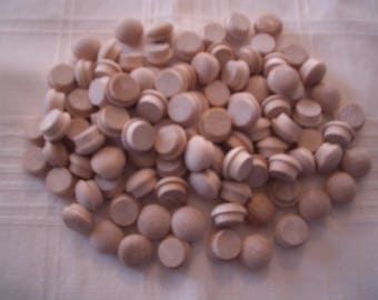 100 Birch Screwhole Buttons 1/2" diameter tenon, Furniture Plugs, for Craft and Woodworking Projects