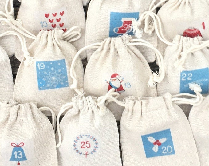 Eternal Advent Calendar 24 bags and/or its cotton storage bag! Traditional & magical countdown, Christmas, December,