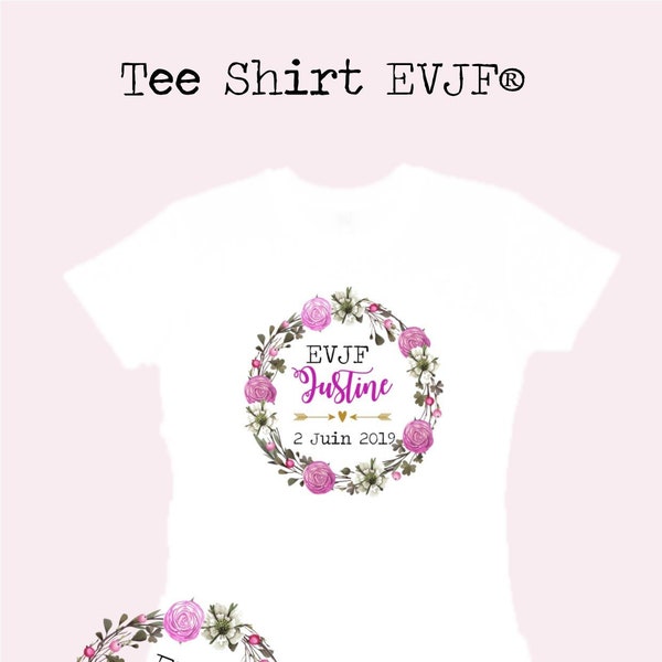 Tee shirt en coton personnalisée pour EVJF au prénom , date de votre choix ! témoin cadeau mariage Enterrement de vie de jeune fille