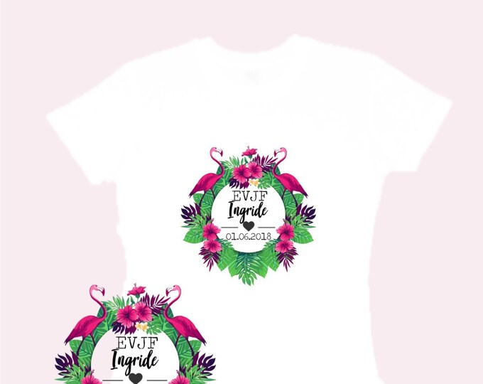 Custom cotton T-shirt for EVJF by first name, date of your choice! Gift witness wedding Young girl's life funeral