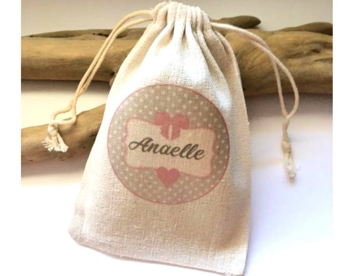 Cotton pouch personalized with the name of your choice!  french handmade