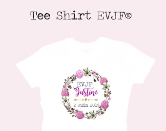 Custom cotton T-shirt for EVJF by first name, date of your choice! Gift witness wedding Young girl's life funeral