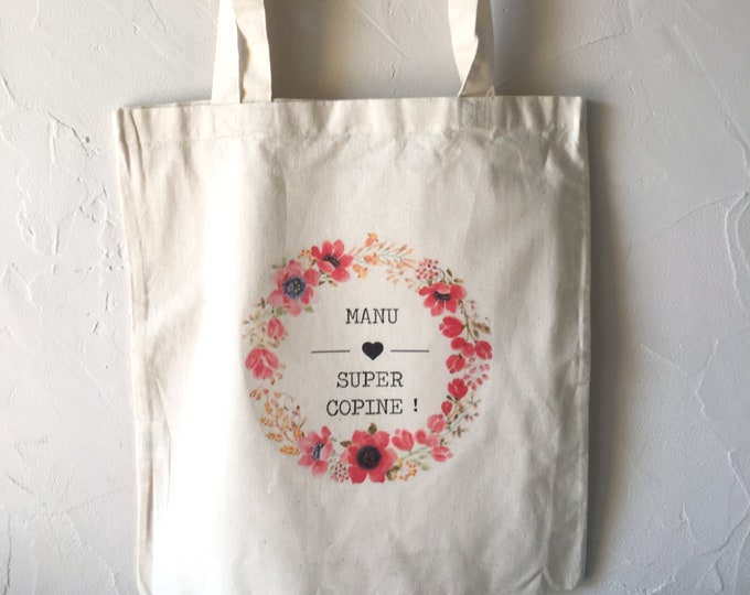 Custom cotton Tote Bag for a Super Girlfriend, Tata, Godmother, etc! Birthday gift Christmas family sister girlfriend friend colleague