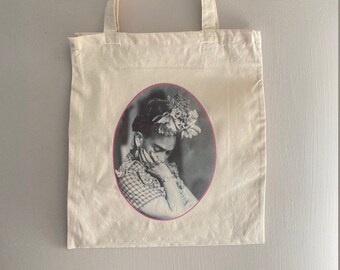 Frida cotton tote Bag! All 38x42 cm tote bag, natural ecru, Ideal to offer or offer, gift, reusable, eco responsible