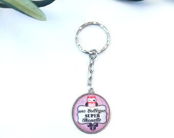 Keychain "a great coworker OWL" metal, perfect for gift! Gift nurse nurse nanny colleague Director