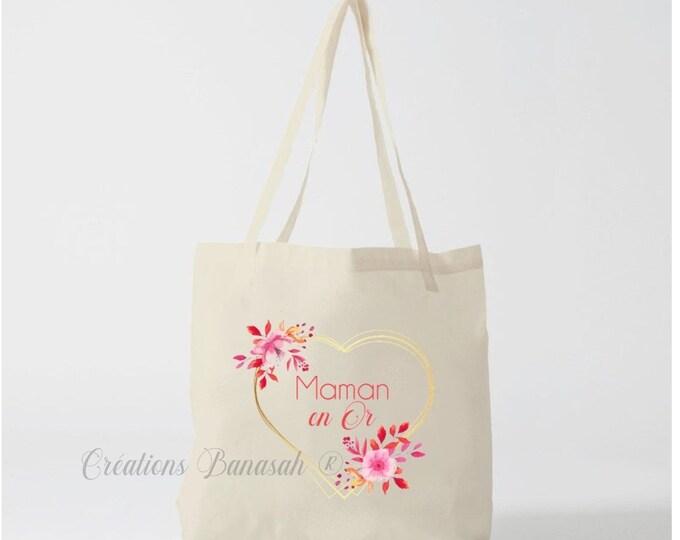 Tote bag "Mom in Gold" , tote bag, cotton canvas bag, color, canvas, gift, Possible for Grandma, Nanny, Mistress ...