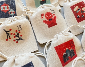 Eternal Advent Calendar 24 bags and/or its cotton storage bag! Traditional & magical countdown, Christmas, December,