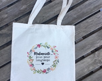 Tote Bag en coton pour la future Mariée / enterrement de vie de jeune fille  ! Cadeau mariage EVJF Temoin Demoiselle d'honneur