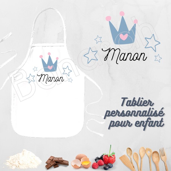 Tablier de cuisine personnalisable pour enfant / Junior, Idée cadeau personnalisé anniversaire, noël original, tablier pour petit chef