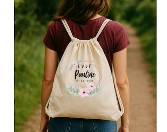 Personalized EVJF, Bachelorette Party Backpack with Drawstrings! Fast Shipping Wedding Witness Bride Team
