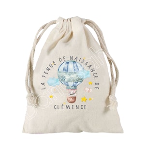 Grande Pochette à liens coulissants personnalisée au prénom de  votre choix 100 % coton