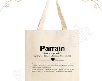Personalized tote bag "Godfather", tote bag, cotton canvas bag, ecru color, canvas, gift, definition, family