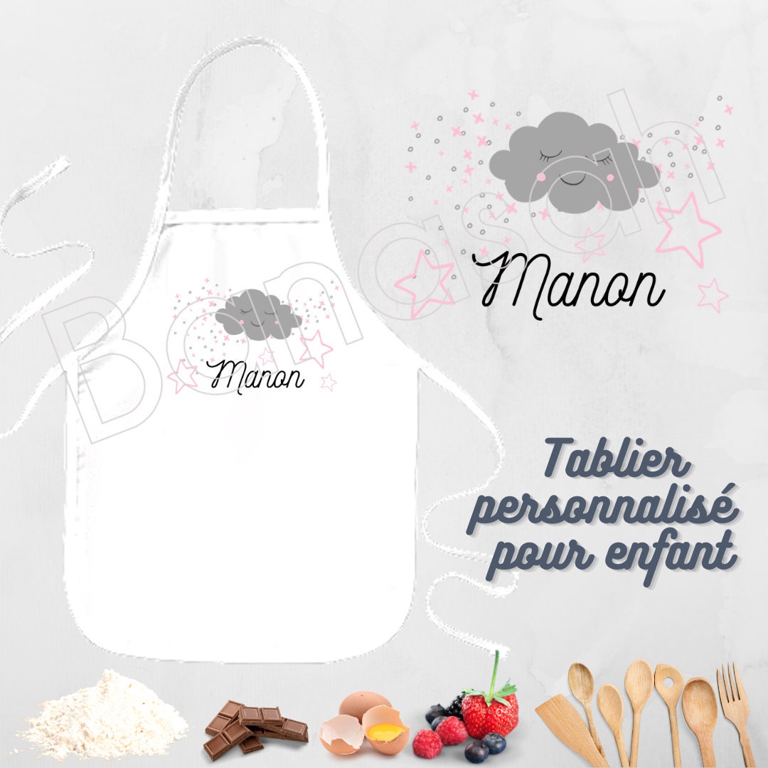 Tablier de Cuisine Personnalisable Pour Enfant/Junior, Idée Cadeau Personnalisé Anniversaire, Noël O