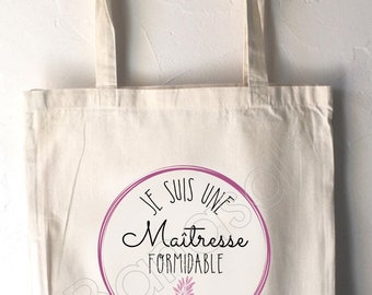 Personalisiertes Tote Bag, Einkaufstasche, Erhältlich für Herrchen, Atsem, Avs, Kindermädchen, Mama, Patin, ... Personalisierte & nützliches Geschenk