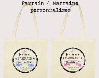 Personalized cotton Tote Bag duo to offer to the Godfather & Godmother!