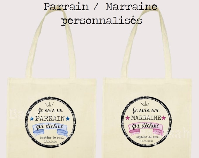 Personalized cotton Tote Bag duo to offer to the Godfather & Godmother!