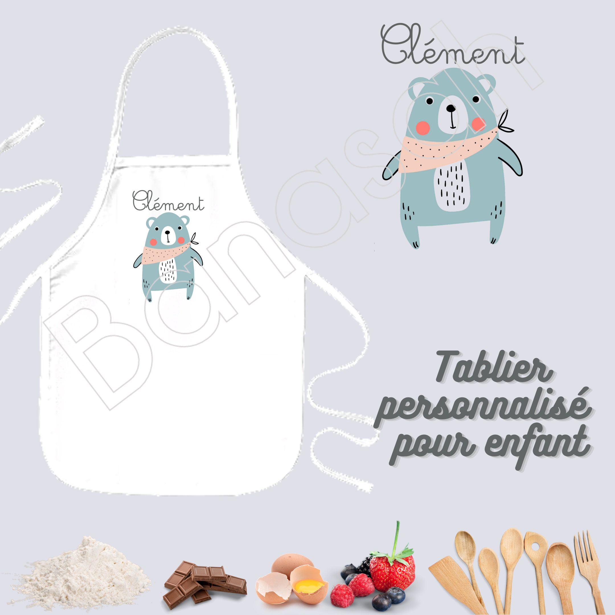 Tablier de Cuisine Personnalisable Pour Enfant/Junior, Idée Cadeau Personnalisé Anniversaire, Noël O