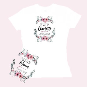 T-shirt in cotone personalizzata per EVJF con nome, data a tua scelta! regalo di nozze testimone Addio al celibato