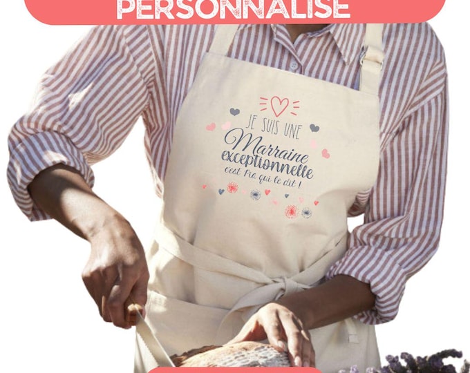 Personalized women's apron - Gift for mom, grandma, godmother, aunt, grandmother, teacher, nanny, auntie, colleague, teaching assistant...