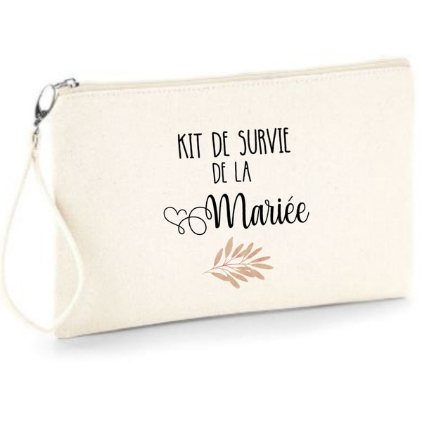 Pochette zippée " Kit de Survie " à offrir ! Pour la future Mariée, les témoins et/ou Demoiselles d'Honneur , mariage bohème, champêtre