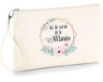 Pochette zippée " Kit de Survie " à offrir ! Pour la future Mariée, les témoins et/ou Demoiselles d'Honneur , mariage bohème, champêtre