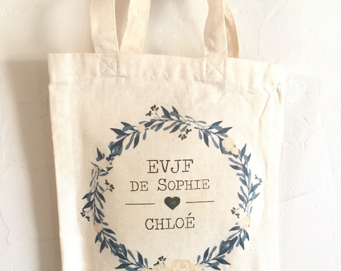Personalized cotton bag for hen party with first name, date of your choice! 22x26 cm wedding marriage EVJF