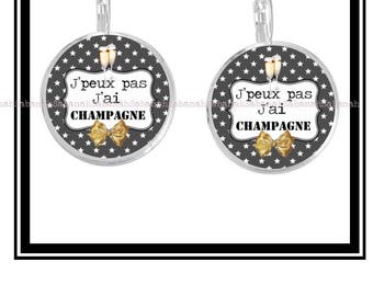 Original and funny earrings, "I can't, I have champagne"