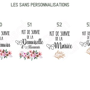 Kit de Survie personnalisé pour la Mariée, Témoin et/ou Demoiselle d'Honneur plusieurs possibilités : Tote, Pochette, grand pochon, Sac image 7