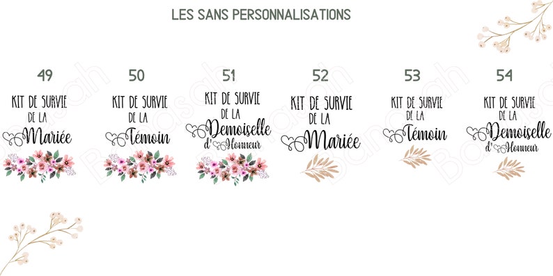 Kit de Survie personnalisé pour la Mariée, Témoin et/ou Demoiselle d'Honneur plusieurs possibilités : Tote, Pochette, grand pochon, Sac image 7