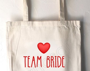 Tote Bag en coton "Team Bride" et / ou "Bride To be" pour enterrement de vie de jeune fille !  mariage EVJF témoins Demoiselle d'Honneur