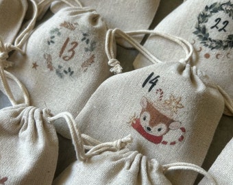 Eternal Advent Calendar 24 bags and/or its cotton storage bag! Traditional & magical countdown, Christmas, December,