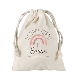 Grande Pochette à liens coulissants personnalisée au prénom de  votre choix 100 % coton 25X30 cm