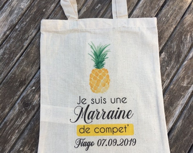 Custom cotton bag for Godmother by name, date of your choice!