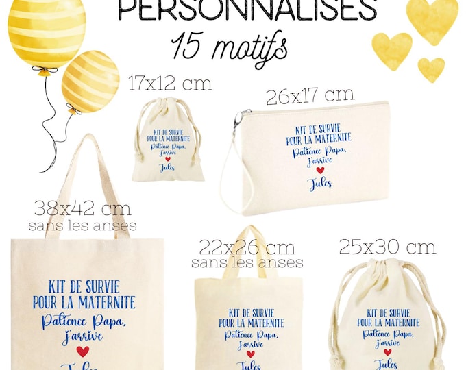 Personalized Maternity Survival Kit! Tote, Zippered Pouch, Bag, Pouch! Future Dad, Future Mom, Baby Shower, Birth Gift