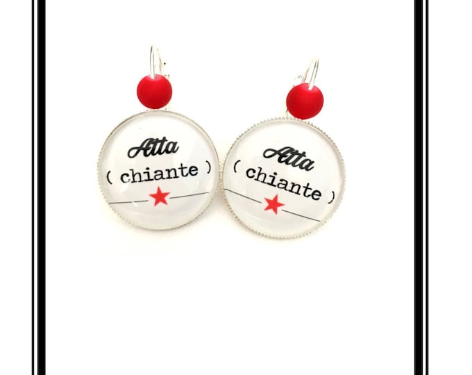 Earrings original & unique "Atta (boring)" personalized, derision, heart, bow, white, black, red, Star, humor