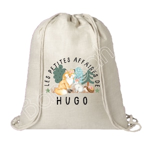 Sac à dos en coton personnalisé " Les Petites Affaires de ..." école, sac de toile, cabas, sac à doudou , sac pour habits enfant, crêche
