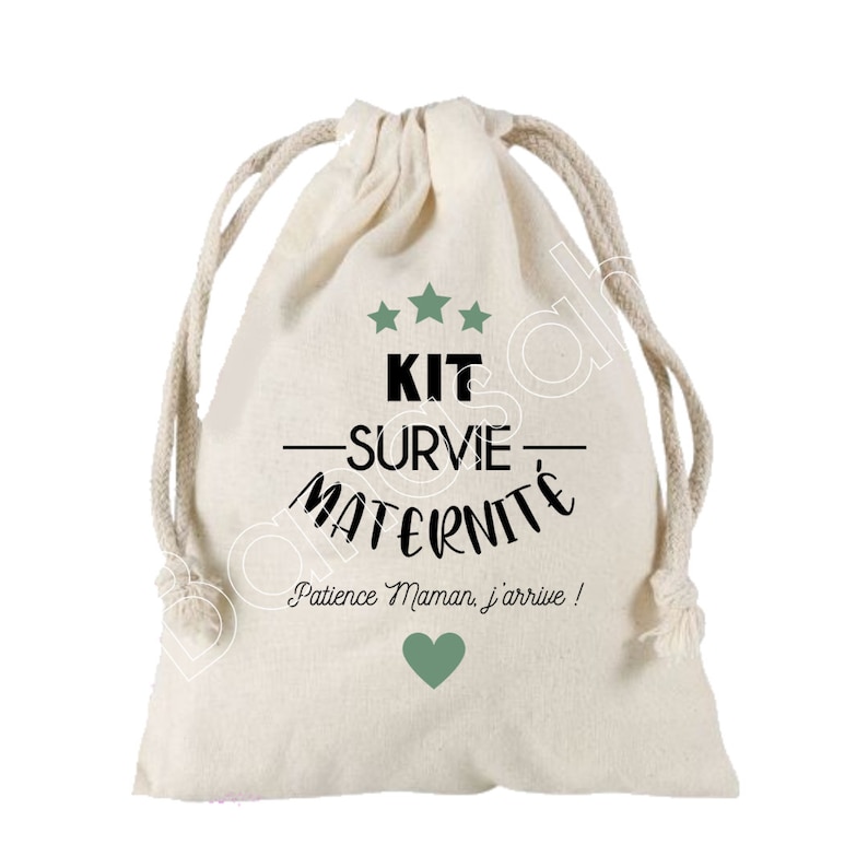 Großer Maternity Survival KitBeutel mit Schiebeverschluss, 100 % Baumwolle Zukünftiger Vater, zukünftige Mutter, Babyparty, Geburtsgeschenk Maman