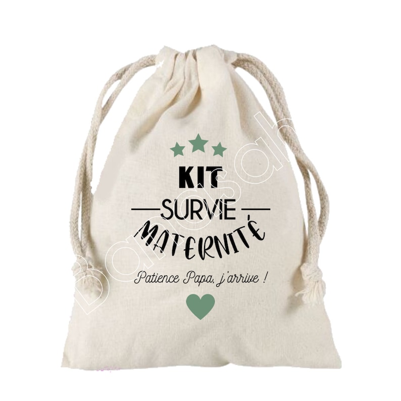 Großer Maternity Survival KitBeutel mit Schiebeverschluss, 100 % Baumwolle Zukünftiger Vater, zukünftige Mutter, Babyparty, Geburtsgeschenk Papa