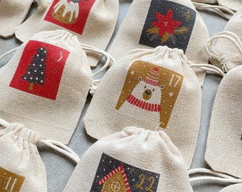 Eternal Advent Calendar 24 bags and/or its cotton storage bag! Traditional & magical countdown, Christmas, December,