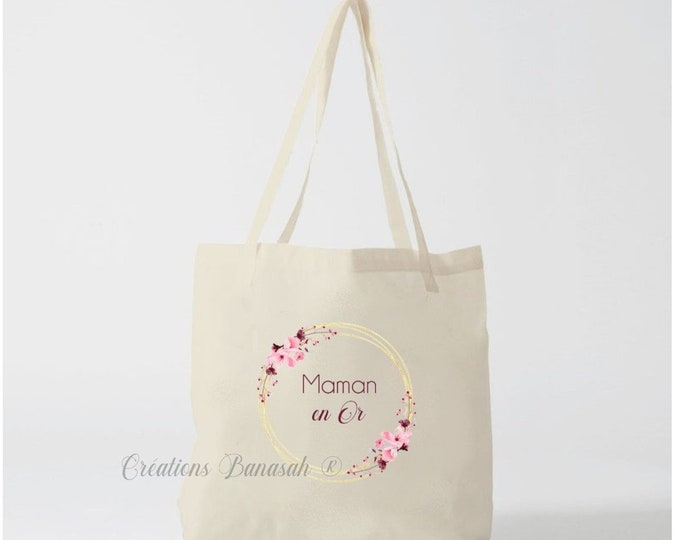 Tote bag "Mom in Gold" , tote bag, cotton canvas bag, color, canvas, gift, Possible for Grandma, Nanny, Mistress ...