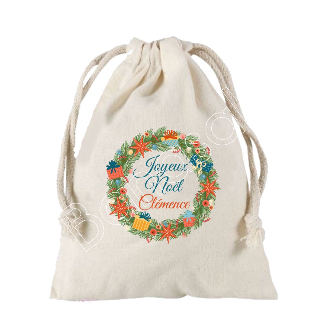 Sac Cadeau Personnalisé Joyeux Noël + Prénom