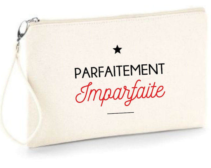 “Perfectly Imperfect” zipped pouch! Fast delivery, original & practical gift, cotton pouch 18x25 cm Colleague, Christmas...