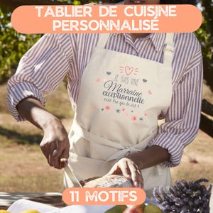 Tablier personnalisé femme Cadeau maman, mamie, marraine, tata, grand-mère, maîtresse, nounou, tatie, collègue, atsem...