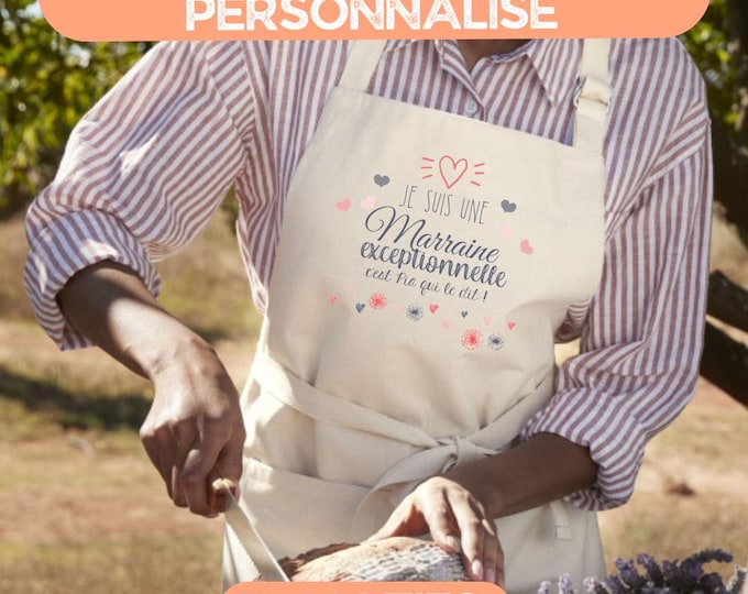 Personalized women's apron - Gift for mom, grandma, godmother, aunt, grandmother, teacher, nanny, auntie, colleague, teaching assistant...