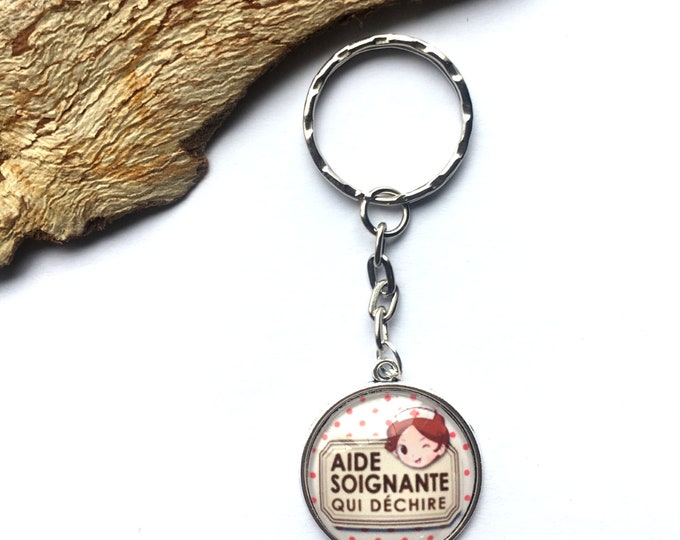 "Nurse who rocks" keychain made of metal, ideal for gift! Gift nurse nanny colleague Director