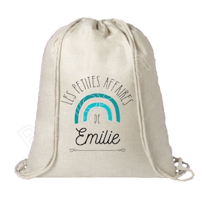 Maßgeschneiderte Baumwoll-Rucksack " Die kleinen Geschäfte von ..."  Schule, Leinentasche, cabas, doudou tasche , Tasche für Kinder kleidung, Crêche
