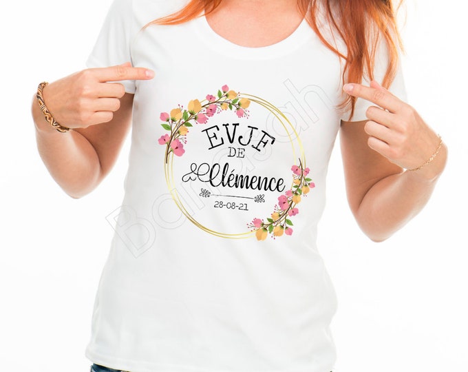 Personalized cotton t-shirt for bachelorette party with first name, date of your choice! witness wedding gift Bachelorette party