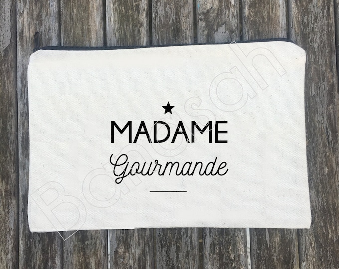 “Madame Gourmande” zipped pouch, full of possible variations! Fast delivery, original & practical gift, cotton pouch 18x25 cm