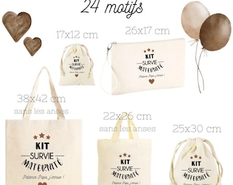 Maternity Survival Kit, Tote, Zippered Pouch, 100% cotton bag or pouch! Future Dad, Future Mom, Baby Shower, birth gift