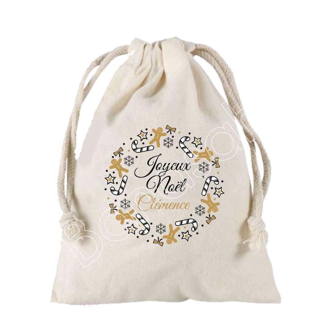 Sac Cadeau Personnalisé Joyeux Noël + Prénom